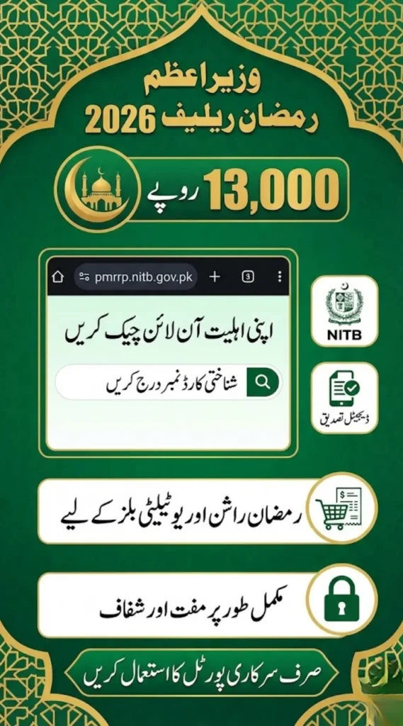 Pmrrp nitb gov pk 2026 Registration – Get 13,000 Ramzan Relief Through Official Portal